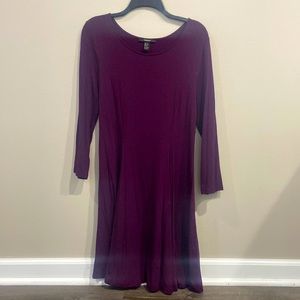 Forever 21 Long Sleeve Purple Slip-On Dress With String In Back To Adjust Size